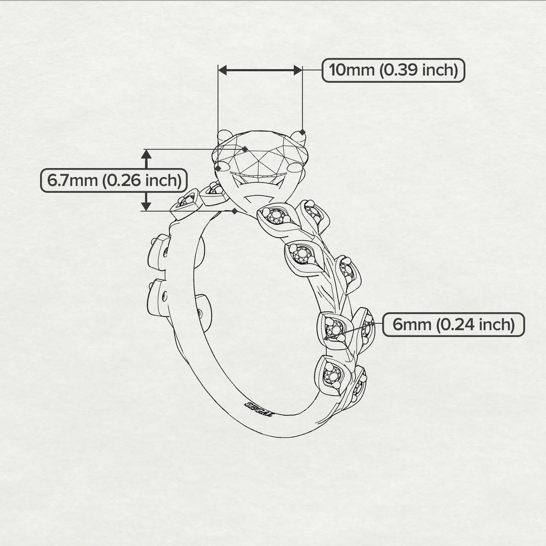 Hers 2 Carat Black Diamond Engagement Ring Leaves All Around - Sydney 2ct No. 24